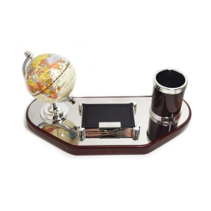 Set de Birou Executive „World Navigator” CD-1710 – Eleganță în Lemn și Aluminiu - Img 2