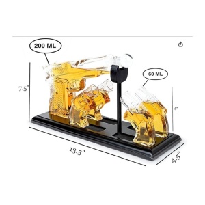 Set Decantor Whisky „Tactical Luxury” – Pușcă din Sticlă Borosilicată (850 ml) cu 4 Pahare „Bullet” - Img 2