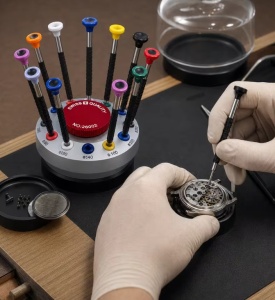 Set Șurubelnițe de Precizie 26002 – 20 de Vârfuri Plate – Pentru Mecanisme și Curele de Ceas – Trusă Completă pentru Dezasamblare - Img 2