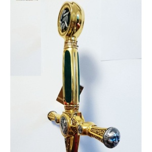Spadă cu Simboluri Masonice – Ediție de Lux cu Catifea Verde – Oțel de Toledo – 116 cm - Img 4