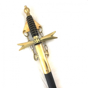 Spadă de Cavaler Templier cu Teacă – Ediție Ceremonială Gold & Black – Oțel Inoxidabil - Img 2