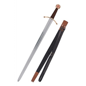 Spadă Templier cu Teacă – Fibră de Carbon și Lemn – 97 cm - Cadou pentru Colecționari