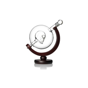 Sticla-decantor Cap de Mort cu suport din lemn - Img 3