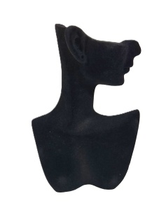 Suport / Bust Catifelat Negru pentru Bijuterii – 15x13 cm – Expozitor Inele, Cercei, Coliere și Pandantive - Img 2