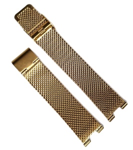 Brățară Metalică Aurie / Argintie – Centered Notched Strap – 20 mm exterior / 9 mm crestătură – Pentru ceasuri cu urechiușe speciale