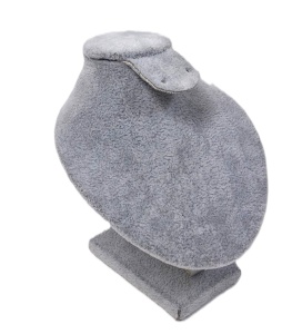 Bust de Expoziție Catifea Gri pentru Lanțuri, Pandantive și Cercei – 11 cm – Expozitor Bijuterii