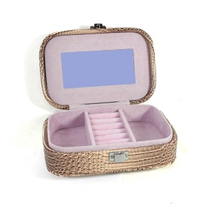 Caseta bijuterii piele ecologica BABY DENISE rosie / neagra / caffe latte - Img 3