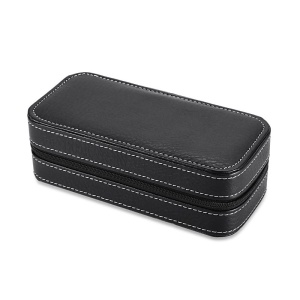 Caseta Transport Ceasuri Piele Ecologica Maro / Neagra 2 Spatii PU80 - Img 2