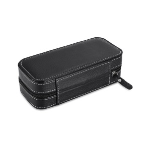 Caseta Transport Ceasuri Piele Ecologica Maro / Neagra 2 Spatii PU80 - Img 7