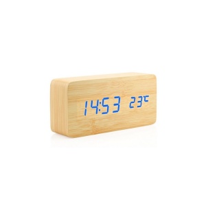 Ceas De Masa LED cu Alarma si Termometru Bamboo WZ2238