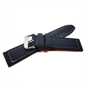 Curea Ceas „Carbon Tech” 4S15 – Silicon cu Textură Carbon și Cusătură Albă (20mm - 22mm) - Img 2