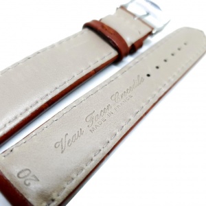 Curea Ceas „Fleurus Heritage” – Piele Veritabilă de Vițel, Maro Deschis cu Cataramă Aurie (16mm - 20mm) - Img 2