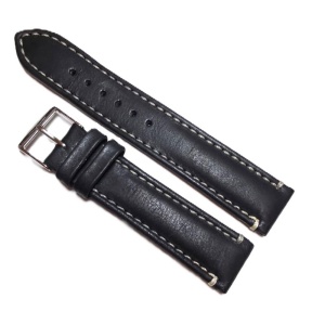 Curea Ceas „Fleurus Paris” – Piele de Vițel Neagra cu Cataramă Argintie (18mm - 22mm)