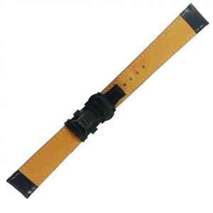 Curea ceas din piele neagra cu cusatura alba + Deployant negru 14mm 16mm 18mm 20mm 22mm 24mm - Img 4