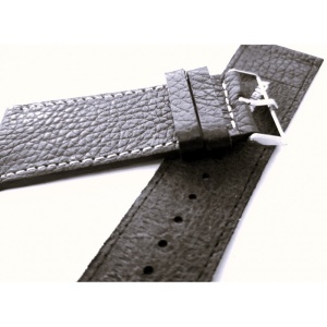 Curea Ceas Hand-Made – Piele Naturală Neagră, Cusătură Contrastantă 34mm - Img 3