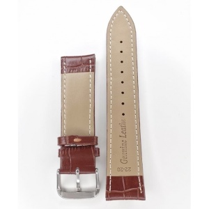 Curea Ceas Matteo Ferari – Piele Naturală Maro, Imprimeu Crocodil, 22mm - Img 2