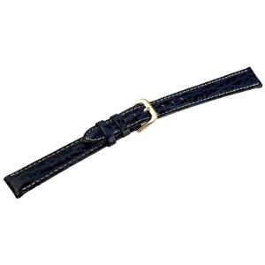 Curea Ceas Piele Naturala Albastra Cusatura Alba Imprimeu 12mm 813832320012 - Img 2