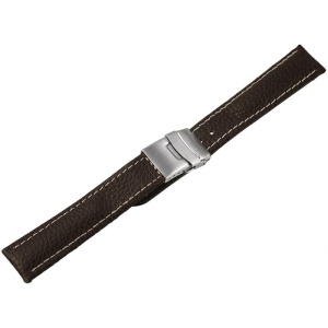 Curea Ceas Piele Naturala Bizonata Maro Deployant Cusatura Alba 16mm - 24mm 8162712001 - Img 2
