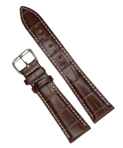 Curea Ceas Piele Naturală Maro/Negru – 18/20/22 mm – Cusătură Albă - Img 8