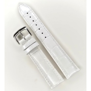 Curea Ceas Premium – Piele Naturală Albă, Imprimeu Crocodil (C055)