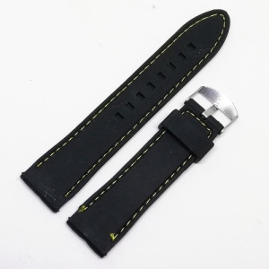 Curea Ceas Silicon Negra Avand Cusatura Galbena 22mm C3085 - Img 2