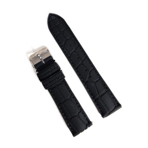 Curea Ceas Silicon Premium – Neagră cu Cusătură Neagră (20mm, 22mm, 24mm)