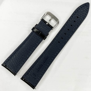 Curea Ceas XL din Piele Naturală Neagră, Dublu Strat cu Interior Negru și Cusătură Albă Contrastantă, Model WZ2921 (18mm - 22mm) - Img 2