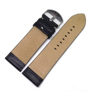 Curea de Ceas Bleumarin – Piele Naturală Bizonată – 26/24 mm – Cusătură Albă – Cataramă Argintie - Img 2