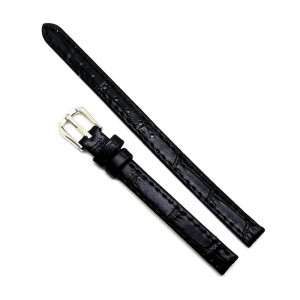 Curea de ceas din piele naturala Neagra - 8mm - C3128