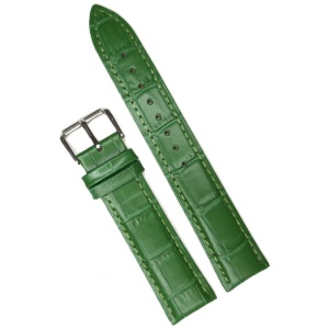 Curea de Ceas din Piele Naturală Verde – Imprimeu Crocodil – 18/20/22 mm – Cataramă Argintie