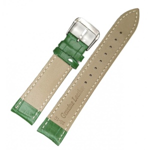 Curea de Ceas din Piele Naturală Verde – Imprimeu Crocodil – 18/20/22 mm – Cataramă Argintie - Img 2