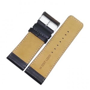 Curea de ceas lată din piele naturala Neagra - 30mm - WZ3692 - Img 2