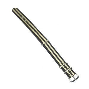 Curea de ceas Nato Negru si Bej 18mm 20mm N56 - Img 2