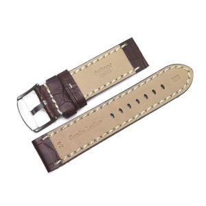 Curea de Ceas Robusta deBeer Paris – Maro Imprimeu Crocodil – Cusătură Albă – 24 mm – Piele Naturală - Img 3