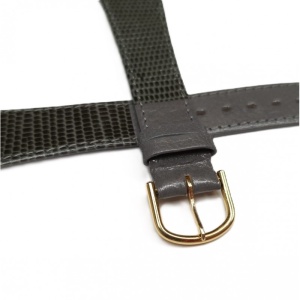 Curea de Ceas Vintage Gri – Jumătate Imprimeu Șopârlă – Swiss Made – 12/14/20 mm – Cataramă Aurie – Lungime M - Img 2