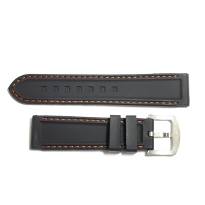 Curea de Silicon Neagra cu cusatura Portocalie 22mm JD003CP - Img 3
