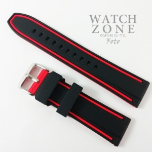 Curea pentru ceas Alfa - Silicon Roșu și Negru - 18mm, 20mm, 22mm, 24mm - 5S15 Rosu