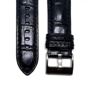 Curea pentru ceas din piele naturala anti-alergica Neagra 22mm 24mm - 04H22 - Img 2