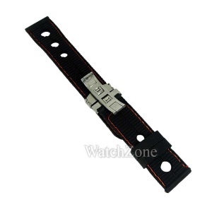 Curea Silicon cu Deployant Neagra Cusatura Orange 22mm WZ1584 - Img 4