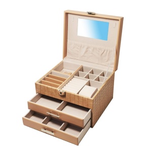 Cutie de ceasuri si bijuterii, piele ecologica Camel / Crem WZ5142