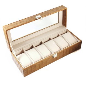 Cutie pentru 6 ceasuri din piele ecologica Neagra / Albastra / Maro / Crem CF-E24 - Img 12