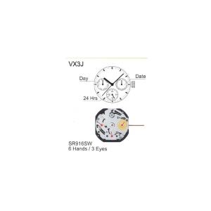 Mecanism Quartz Hattori VX3J – 10½ Ligne – 3 Ace – Baterie 373 – Asamblat în Japonia - Img 2