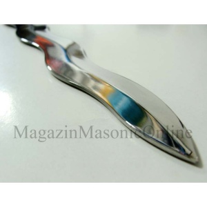 Spadă Flamboaiantă cu Simboluri Masonice – Oțel de Toledo – 116 cm - Img 3