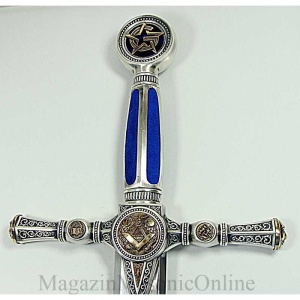 Spadă Masonică de Lux Silver – Marto Toledo – Oțel Inoxidabil 116 cm – Model 776 Albastră - Img 3