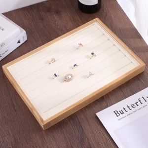 Tavă de Expunere Bijuterii din Bambus – 8 Pernițe – 35 x 24 cm – Ideală pentru Inele, Butoni, Cercei – WZ4185 - Img 2