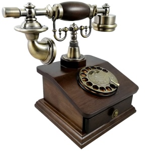 Telefon Vintage de Colecție TL-913Z – Eleganță Art Deco din Lemn și Alamă - Img 2