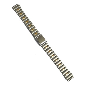 Bratara de ceas argintie cu insertii aurii din otel inoxidabil 11mm WZ5367 - Img 2