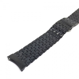Bratara de Ceas Neagra din Otel Inoxidabil - Capete Curbate - 20mm - WZ3788 - Img 2