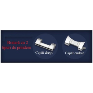 Bratara Metalica Argintie cu Deployant 19mm - Img 3