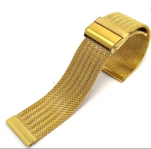 Brățară Milanese Mesh Quick Release – 20/22 mm – Auriu – Oțel Inoxidabil – Închidere Folding – Universală